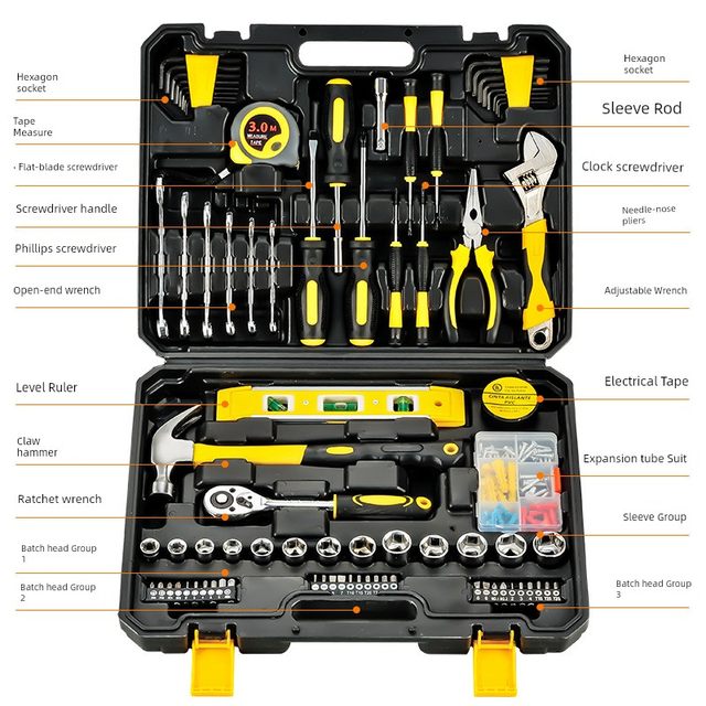 Household tool box set daily maintenance hardware wrench screwdriver pliers universal full set family complete set