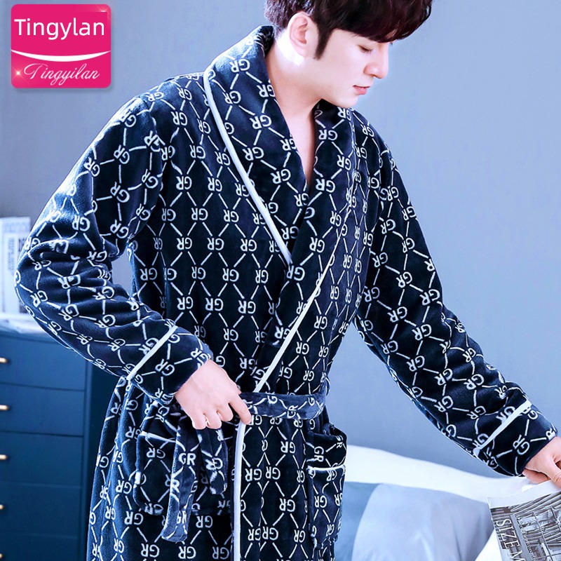 leisure time male thickening Coral velvet Spring, autumn and winter Bath towel robe