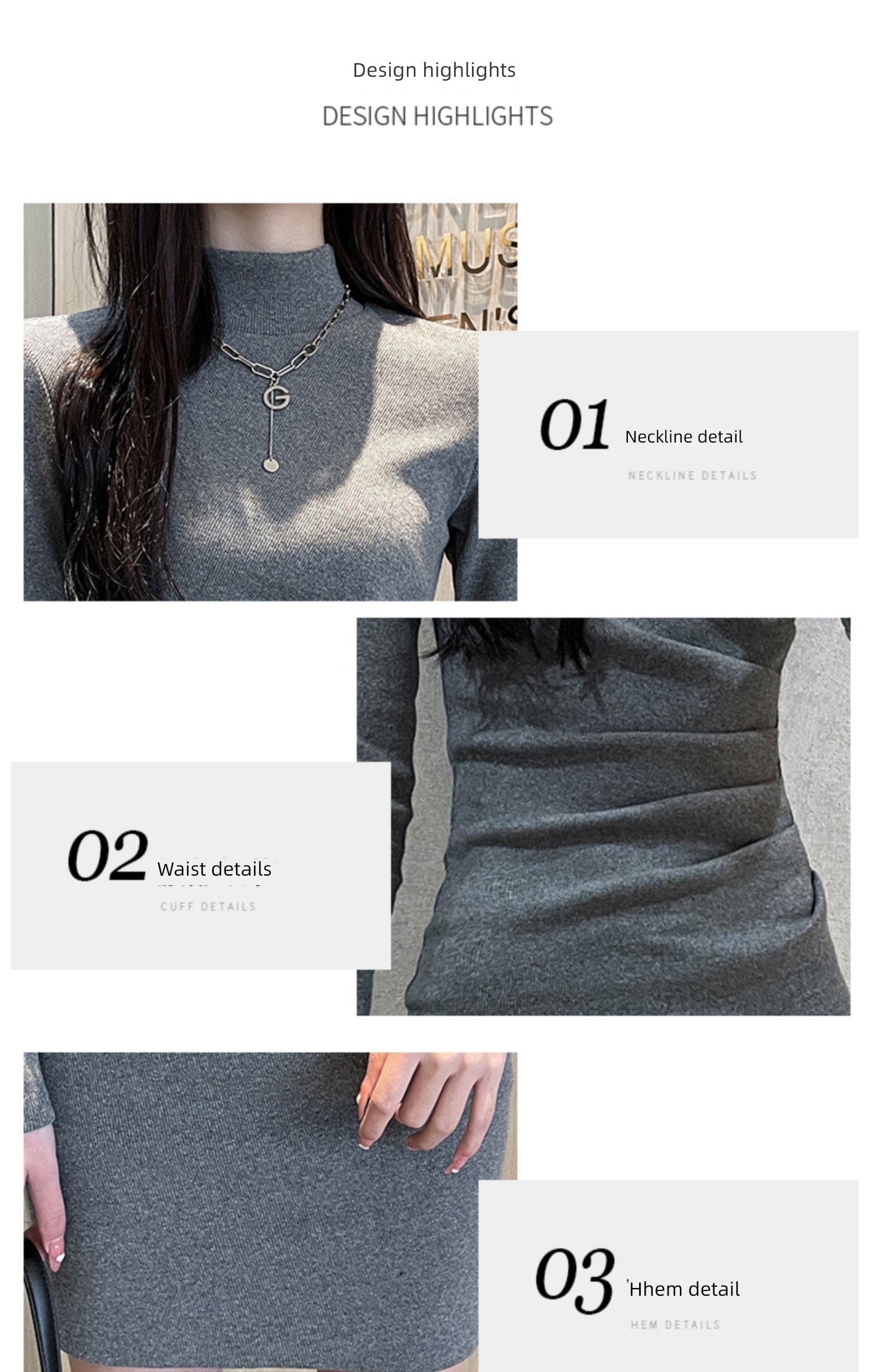 Autumn and winter High collar temperament Lay a foundation sexy knitting Dress