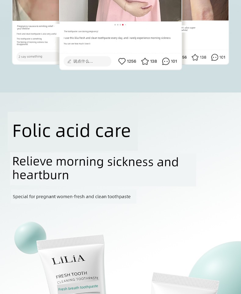 Folic Acid Toothpaste for Pregnant Women to Relieve Morning Sickness, Can Be Used during Pregnancy and Postpartum, Freshens Breath, Removes Yellow Stains, — 4