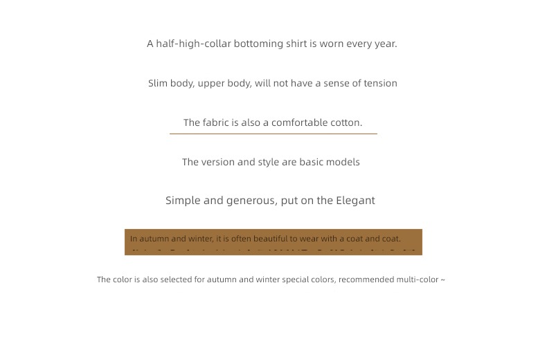 thread Foreign style Middle collar Skin friendly soft jacket Undershirt