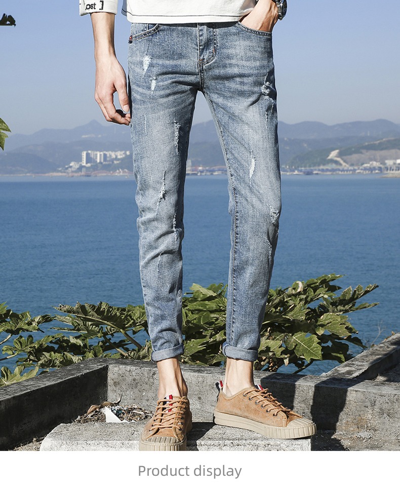 dandy hole autumn Nine points man Jeans
