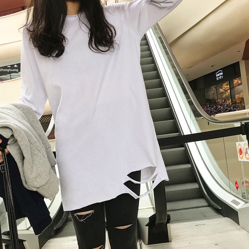 hole ma'am Undershirt easy jacket Long sleeve T-shirt