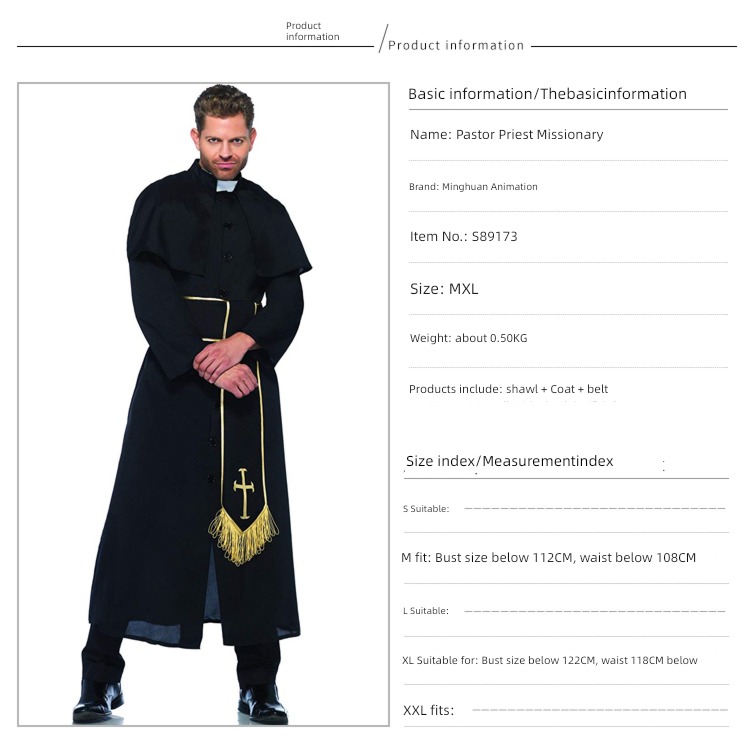 Halloween clothing adult cos Virgin Mary leaf Jesus missionary priest godfather nun clothes