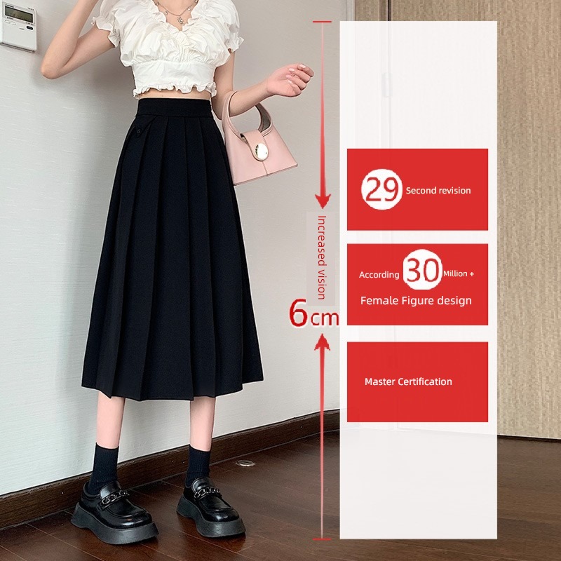 temperament spring clothes Medium and long term Big swing Show thin Pleated skirt