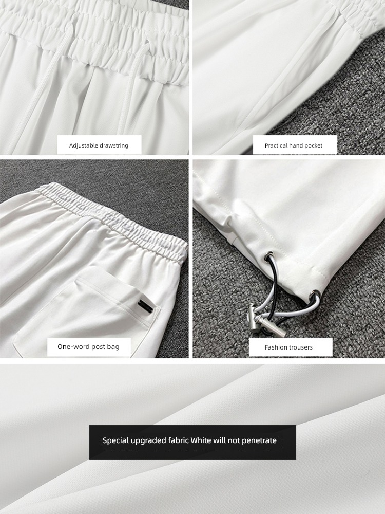 tide Pure white spring and autumn Sagging sensation solar system leisure time trousers