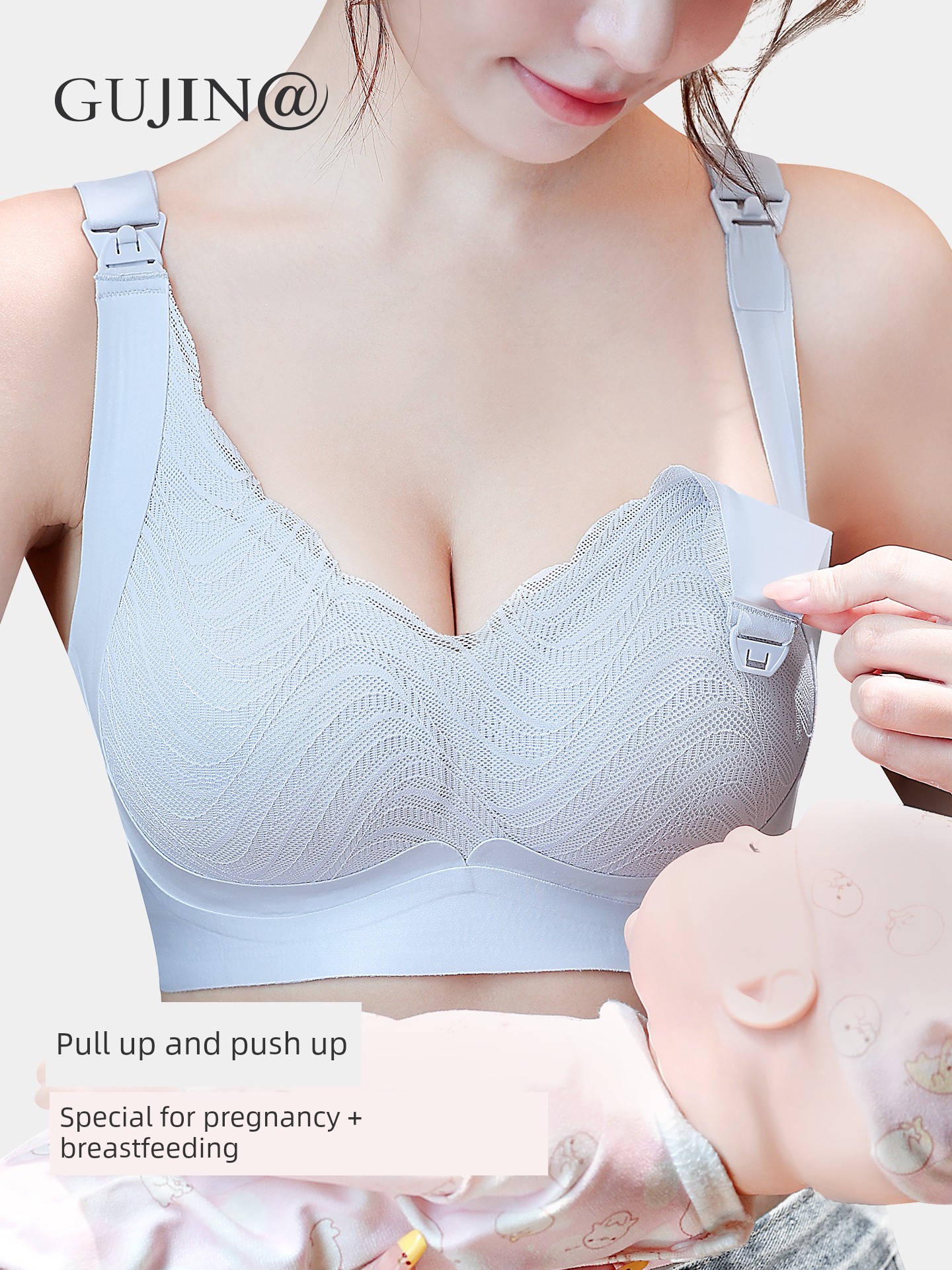 Ancient and Modern @ Nursing Bra Anti-Sagging, Gathering, Postpartum Breastfeeding Dual-Use Thin Style Maternity Plus Size Pregnancy-Specific Bra