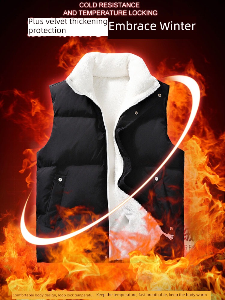 NGGGN Lamb cashmere Vest man vest Autumn and winter Plush thickening Winter money men's wear waistcoat Down cotton Vest
