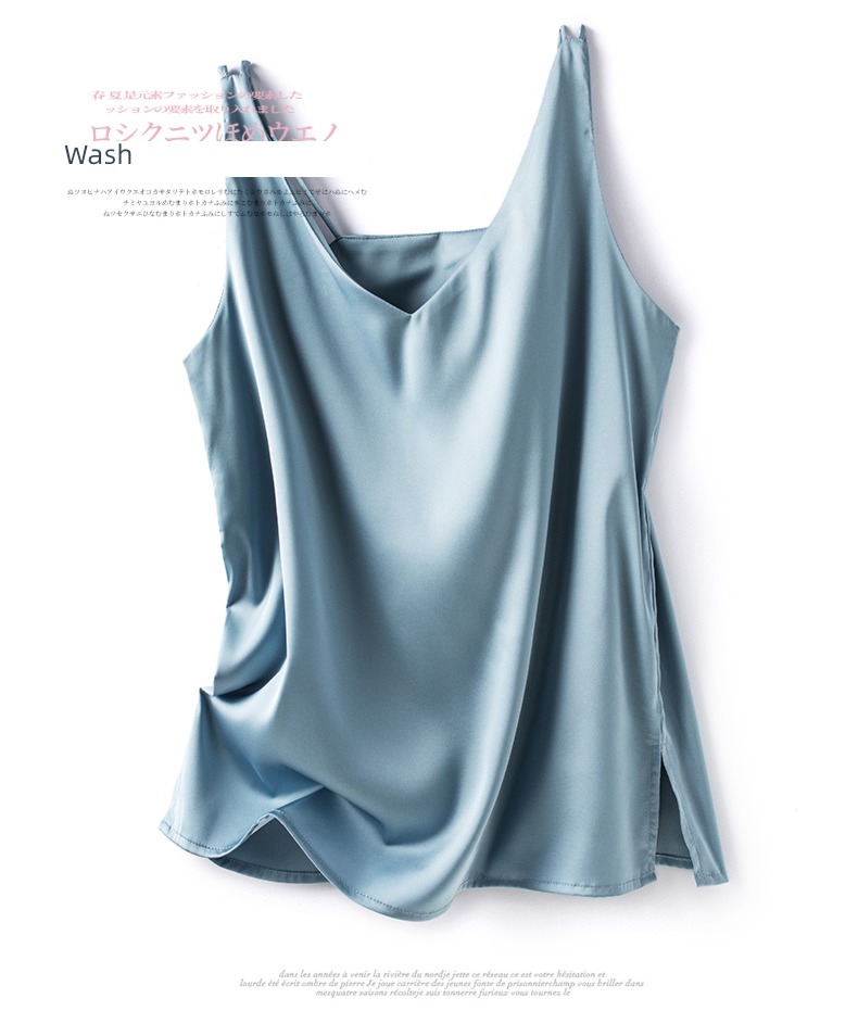 V-neck Pounds Sleeveless jacket Satin Undershirt real silk