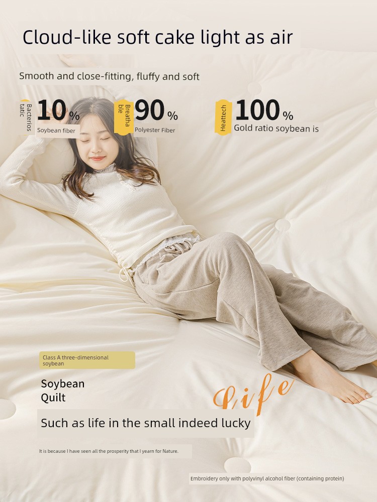Soybean Fiber Quilt Summer Blanket Airable Cover Single All Year Round Neutral Quilt for Spring and Autumn Winter Quilt Thickened Heattech Quilt