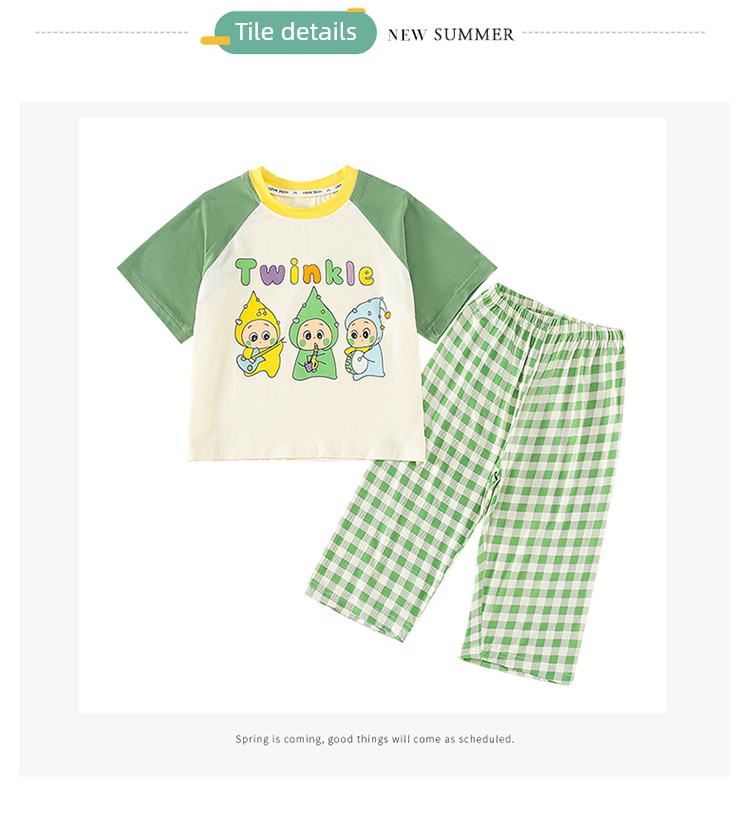 Boys' Pajamas Modal Summer Thin Style Three-Quarter Sleeve 2026 New Model Baby Air Conditioning Clothing Children's Loungewear Boys — 24