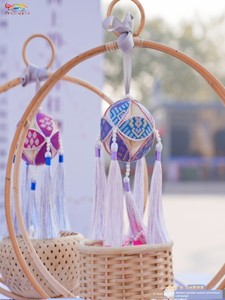 Guangxi Jingxi Xiu Yun Workshop's Pure Handmade Zhuang Brocade Ball Souvenir for Valentine's Day