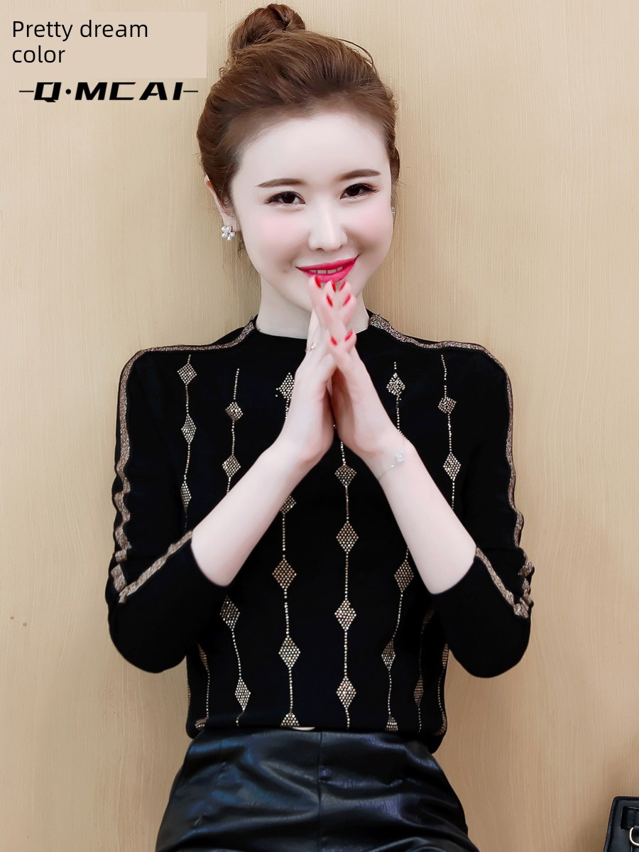 thickening Autumn and winter Half high collar Put on your clothes T-shirt Gauze