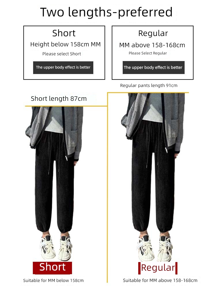 chenille  Tie one's feet Haren pants High waist corduroy Haren pants leisure time trousers female Autumn and winter Ninth pants 2022 new pattern