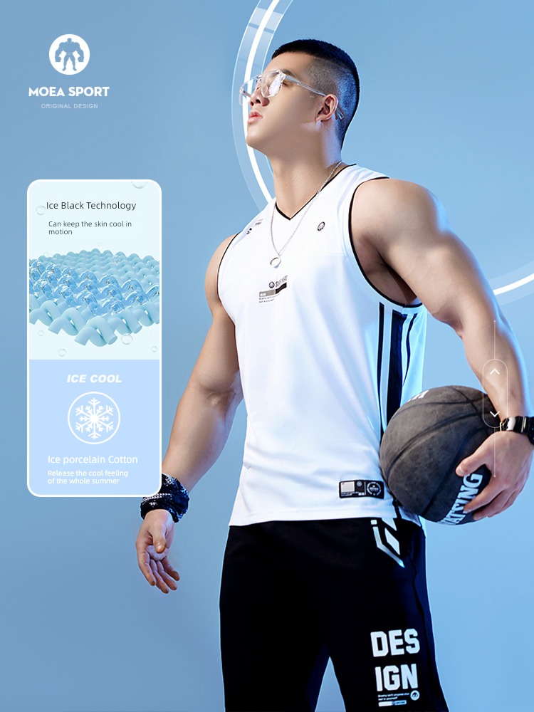 Ink cube Color contrast Muscular type train Basketball clothes vest