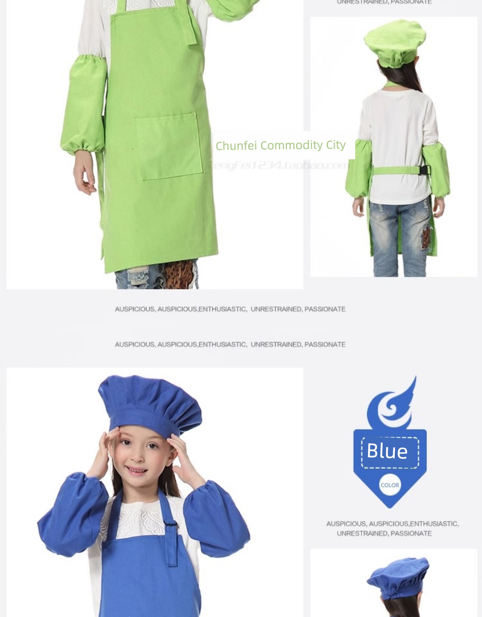 Kids Cotton Canvas Apron Sleeves Creative Apron Painting Apron Kids Chef Suit Chef Cap Printed Logo — 13