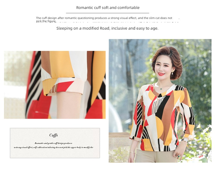 Chiffon T-shirt 2022 paragraph Foreign style Middle aged and elderly Women's wear