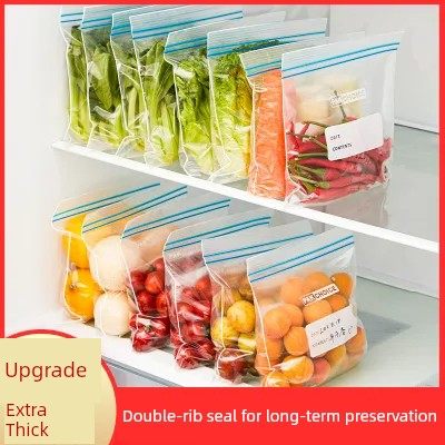 Frozen meat sealing bag Self-sealed bag for household use double-strand plastic sealing bag refrigerator storage packing fresh bag thickened
