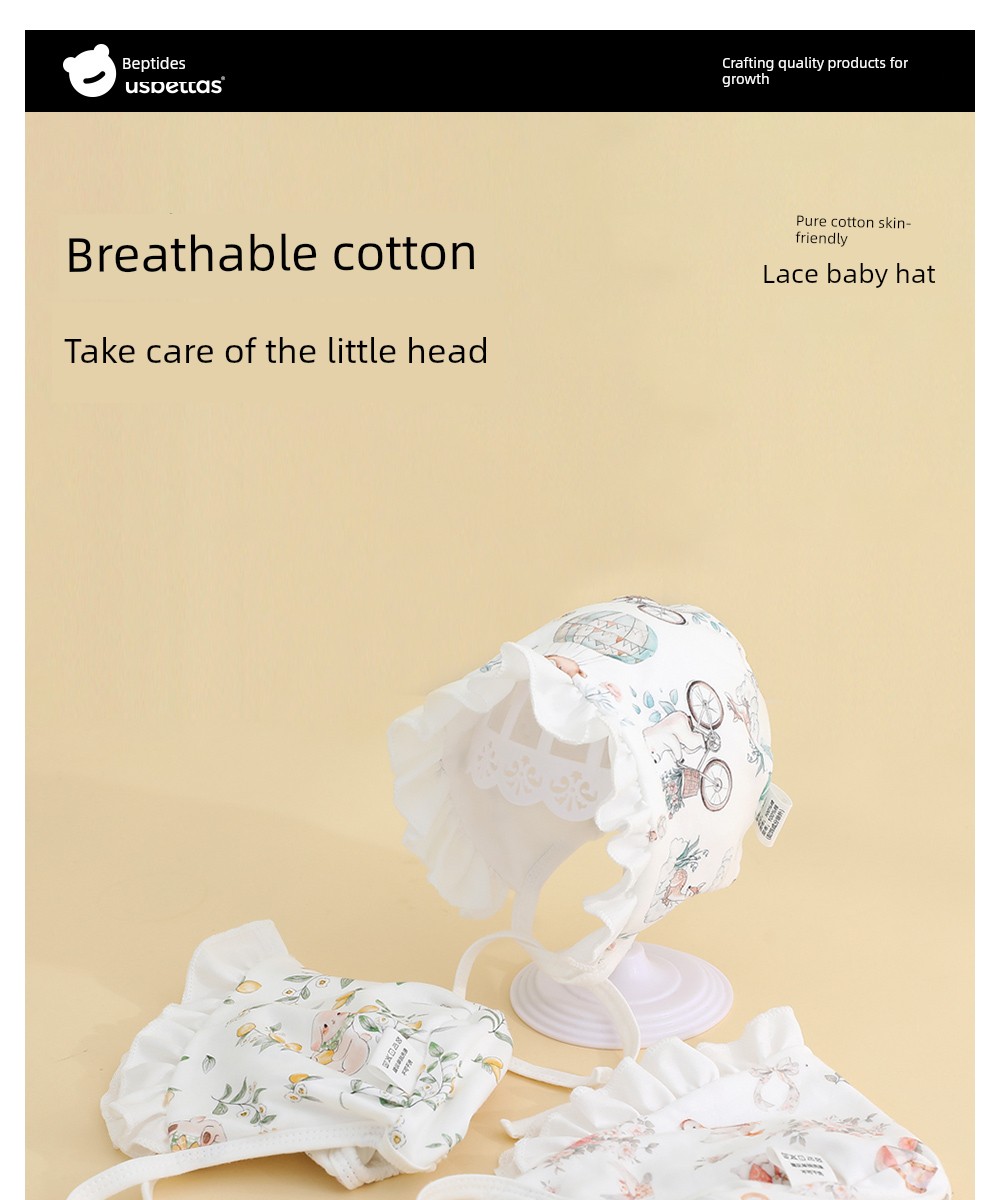 Beitais Baby Hat Autumn Newborn Ear Protection Hat Pure Cotton 0 to 3 Months Baby Hat Unisex Fontanelle Hat S — 1