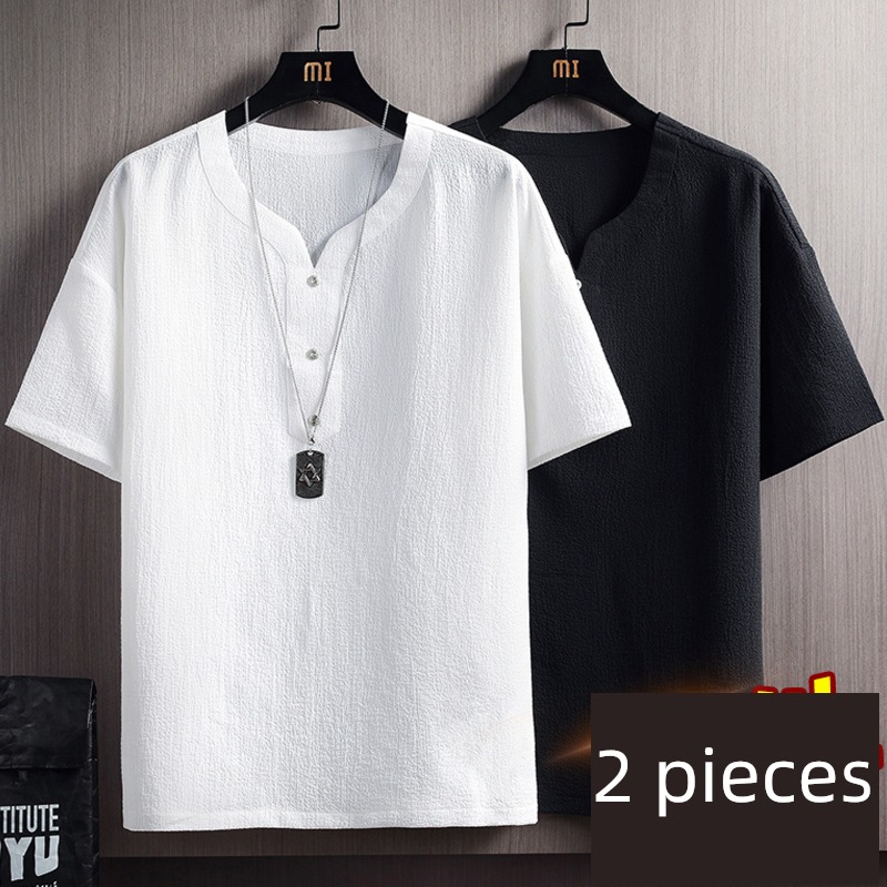 Short sleeve man Chinese style Ice silk quick-drying Tang costume flax