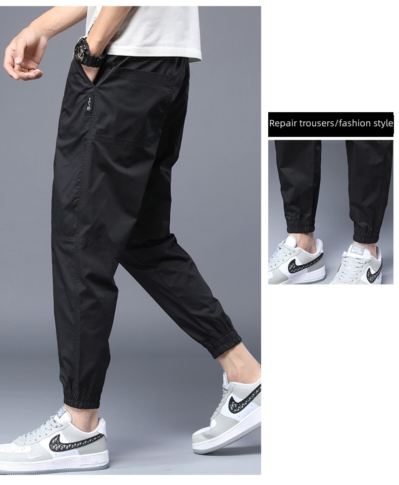 dandy black Versatile spring and autumn Nine points Casual pants