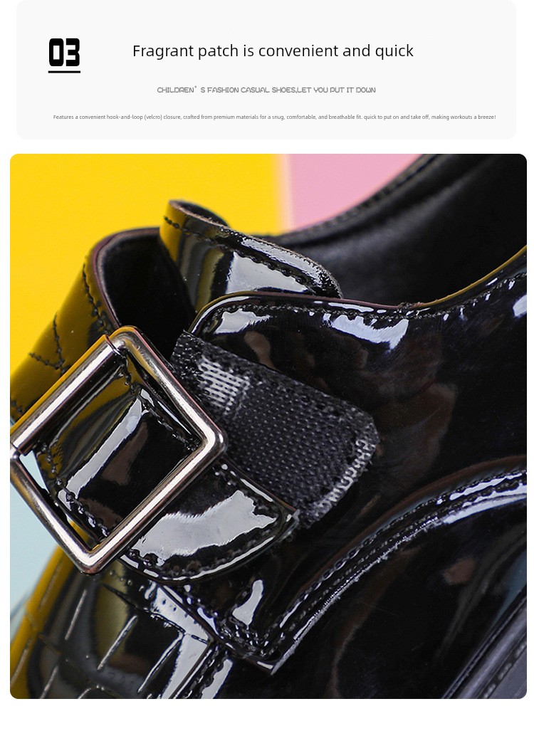 Boys' Black Leather Shoes, British Style, Casual and Stylish, Comfortable for Men, Great for Summer, Very Attractive, Student Shoes, 2026 New Model — 9