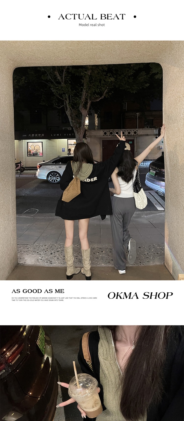 loose coat female OKMA Medium and long term letter leisure time Sweater