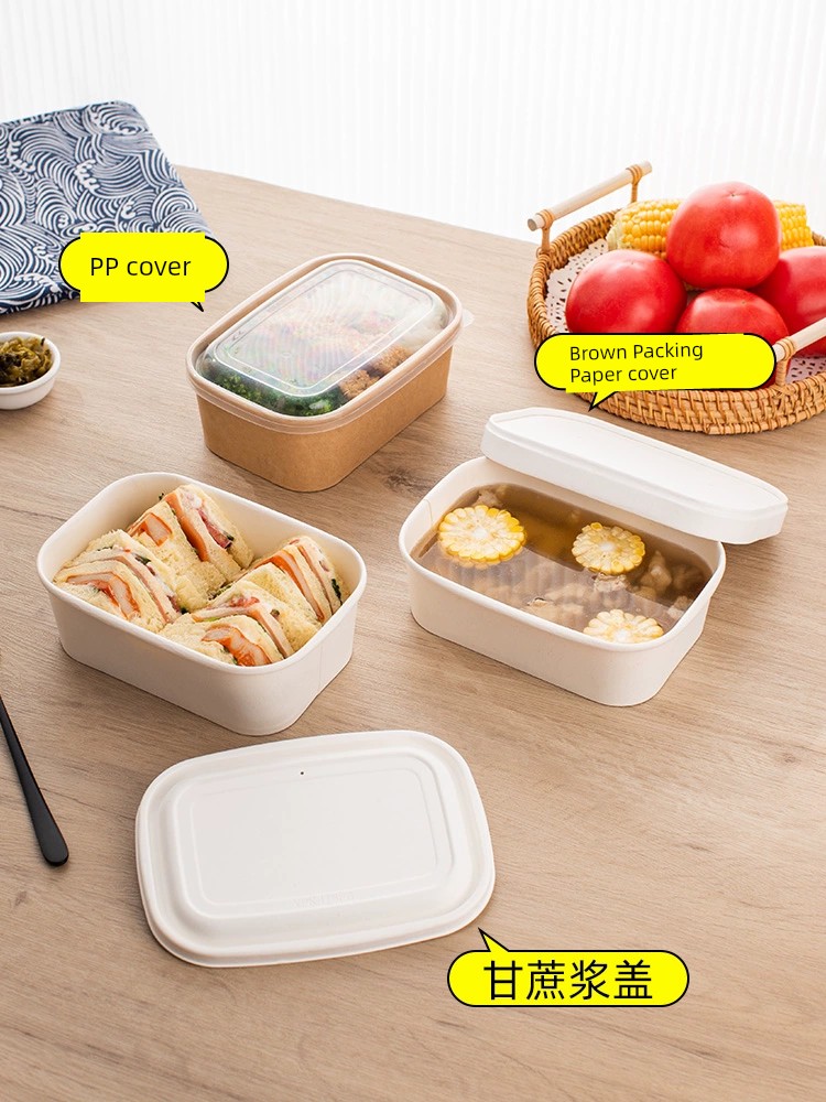 Brown Packing Paper Rectangular Fruit Takeaway Disposable Lunch Box