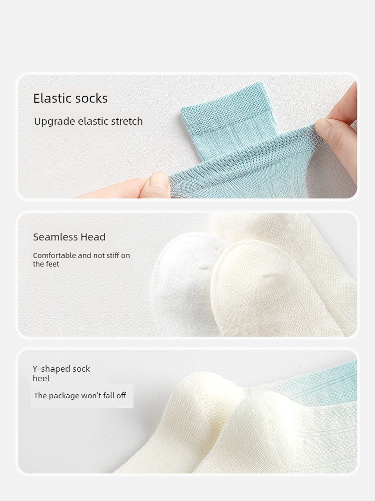 Boys' Socks, Spring and Autumn Thin Style, Youth and Children's Sports Mesh, Sweat-Absorbent, Breathable, Xinjiang Cotton, Medium and Large Children's — 5