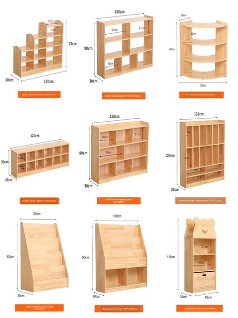 Kindergarten solid wood toy cabinet children's storage shelf log school bag cabinet shoe cabinet bookcase area corner cabinet combination
