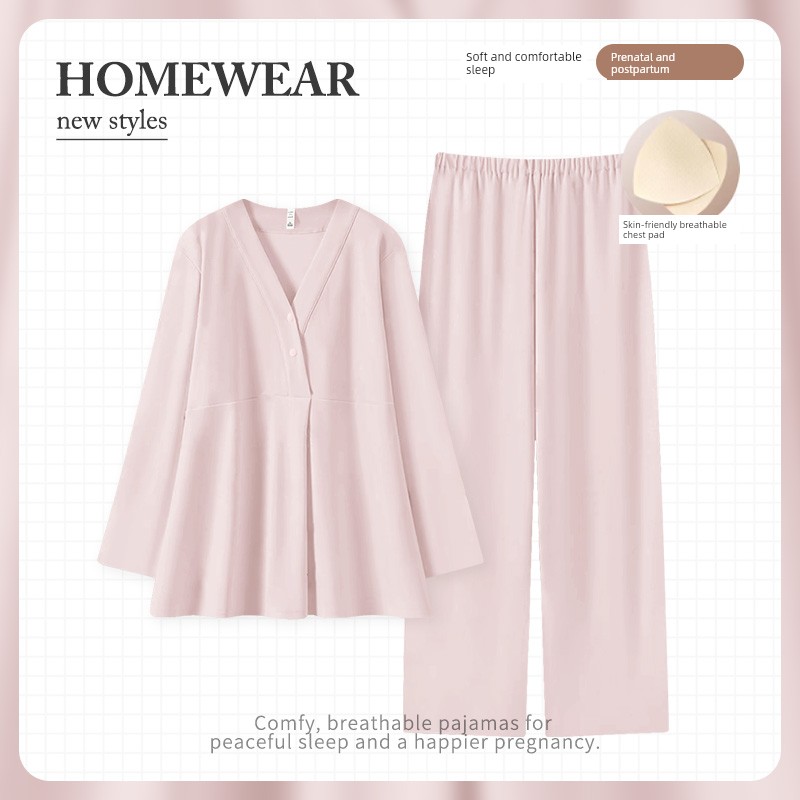 Postpartum Clothing, Pure Cotton Maternity Pajamas, Sweat-Absorbent Nursing Wear for Postpartum Women, Summer Thin Style Maternity Autumn and Winter Home — 6