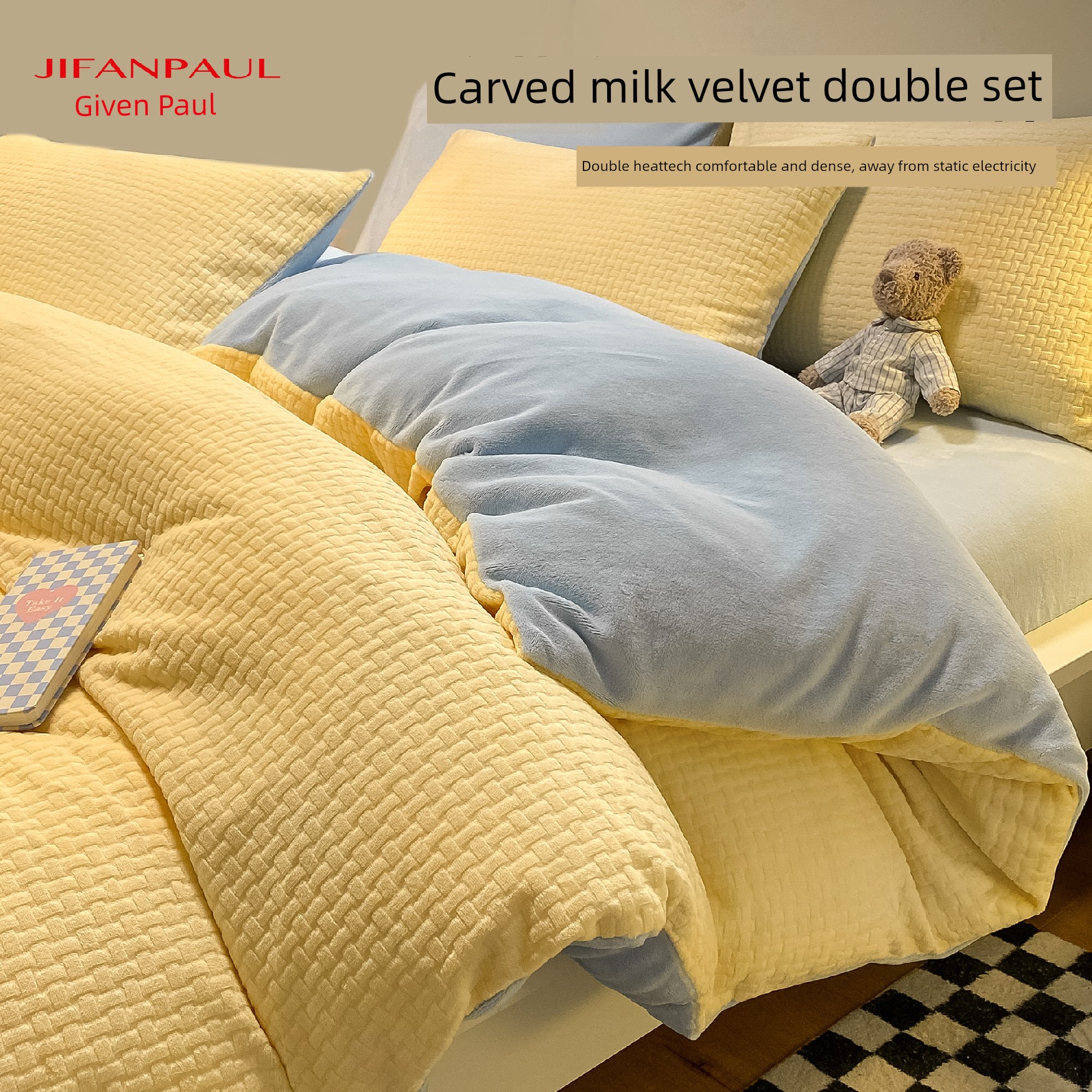 2025 New Milk Velvet Four-Piece Bedding Set for Winter, Thickened Coral Fleece Bed Sheet, Duvet Cover, Three-Piece Bedding Set, Fitted Sheet