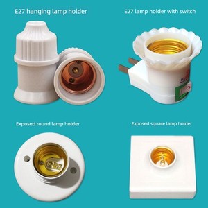 E27 Screw Base Lamp Holder Pendant Lamp Socket Round Base Ceiling-Mounted Square Surface-Mounted Screw Socket Type 86 Re