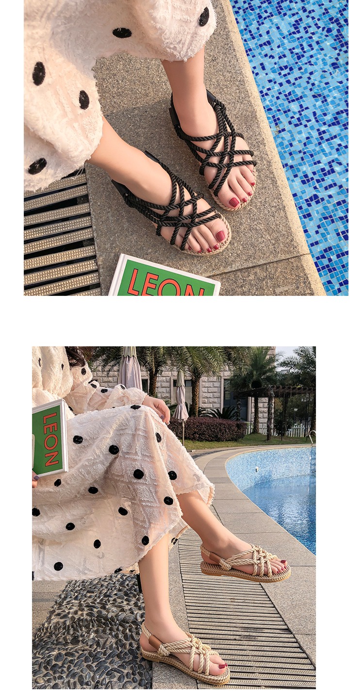 Internet celebrity Hemp rope weave manual Wear out sandy beach Sandals