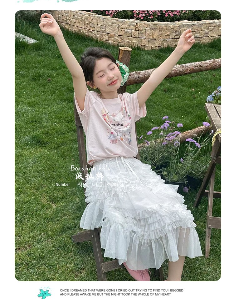 Bora Korean Girls' Sweet T-Shirt, Summer Lace Short-Sleeve Top for Girls, 2026 New Style, Pure Cotton Half-Sleeve Clothing for Older Girls — 11