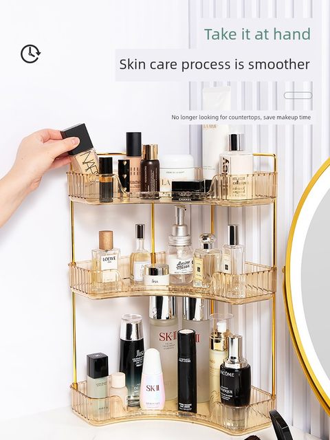 Cosmetic storage box storage rack desktop multi-layer high-end bathroom countertop exquisite bathroom skin care storage rack