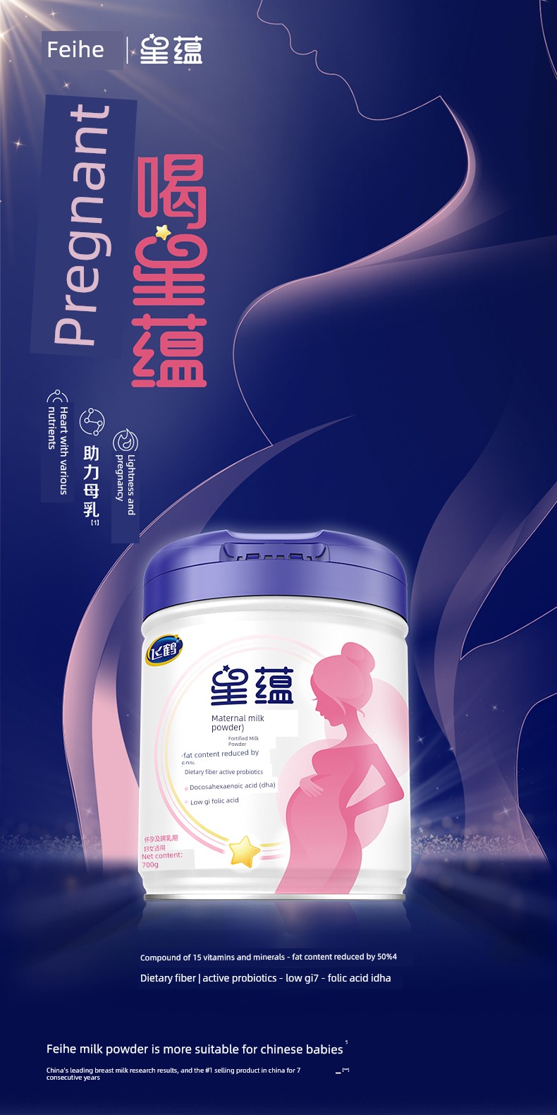 [Official Flagship Store] Feihe Xingyun Maternity Milk Powder for Early, Mid, and Late Pregnancy with Dha 700g*1 Can — 1