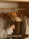 Home solid wood flocking non-slip clothes hanger adult coat hanger wardrobe storage clothes hanger hotel hotel traceless clothes support