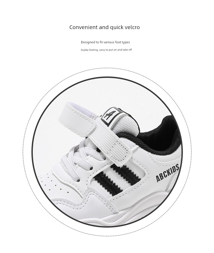 Abckids Kidsren's White Sneakers Boys' White Sneakers 2026 Spring & Fall New Style Student Girls' Shoes Versatile — 5