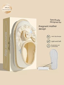 Maternity Non-Slip Postpartum Shoes for August and September, New Summer Style, Soft-Soled Breathable Closed-Back Cotton