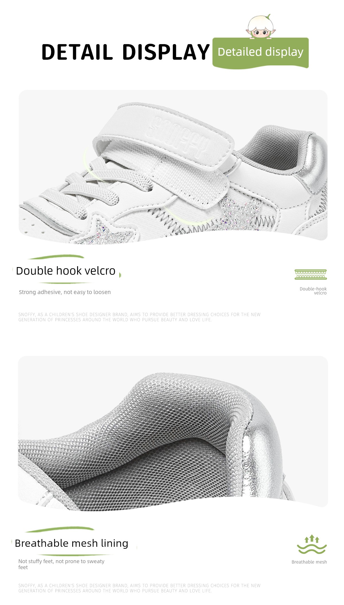 Back-To-School Season｜Snafe Girls' White Sneakers with Star Design, New Autumn Model, Children's Soft-Soled Lightweight Student Casual Shoes — 17