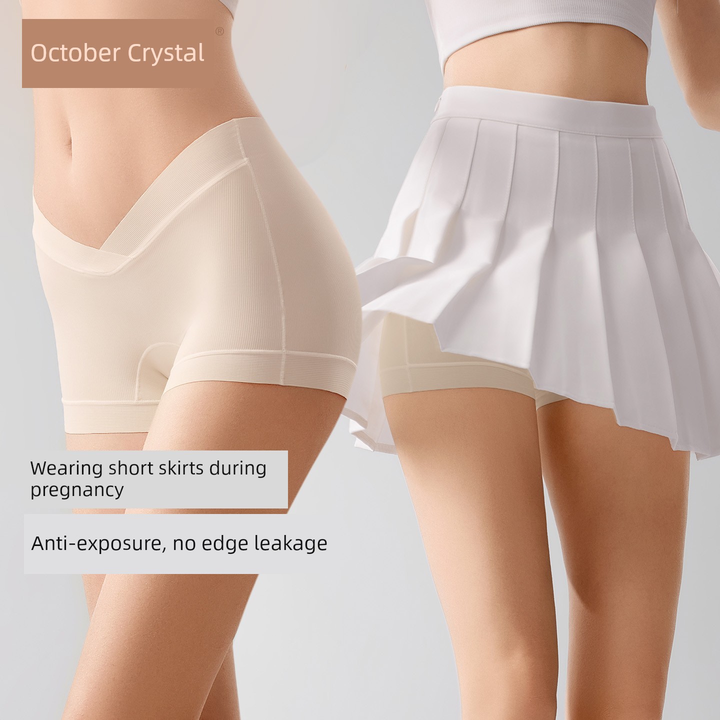 October Crystal Maternity Mini Safety Shorts Summer and Autumn Thin Anti-Exposure Non-Tightening Belly Support Leggings Women's Wear