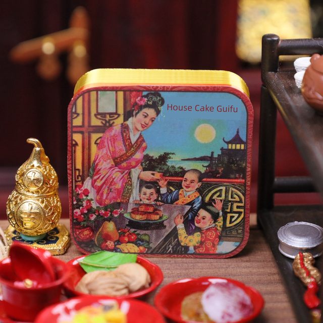 Simulation mini mini food and play ancient Chinese style nostalgic Shanghai Cantonese mooncake box blind box landscaping accessories model