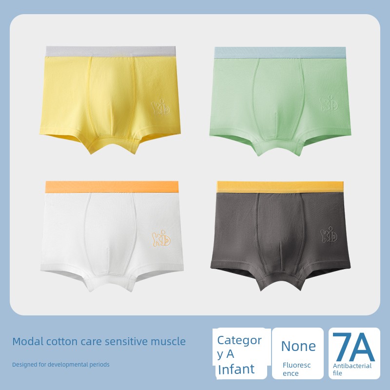 MiiOW Modal Boys' Underwear Medium and Large Size Kids Shorts Cotton Crotch Teenager Adolescence 13-Year-Old Boy Thin Boxer — 4