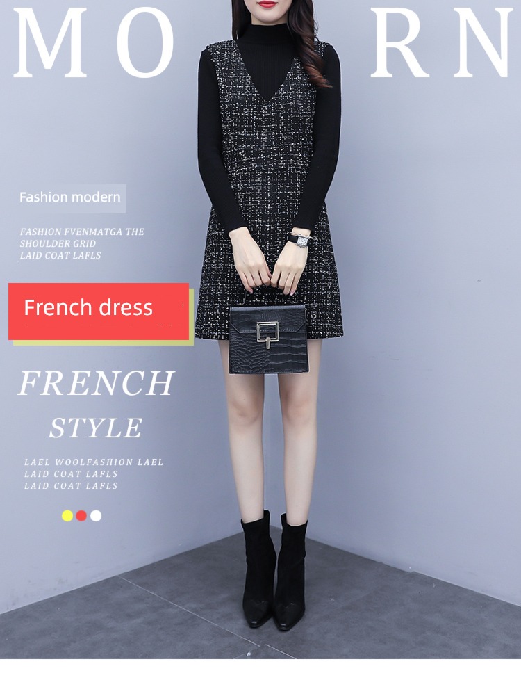 Autumn and winter Base skirt Little fragrance Wool Two piece suit