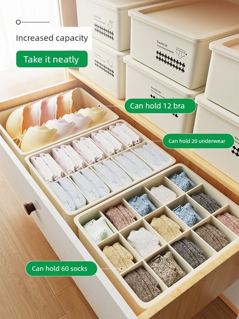 Household plastic wardrobe underwear storage box drawer lingerie pants finishing box desktop bra underwear sock storage box