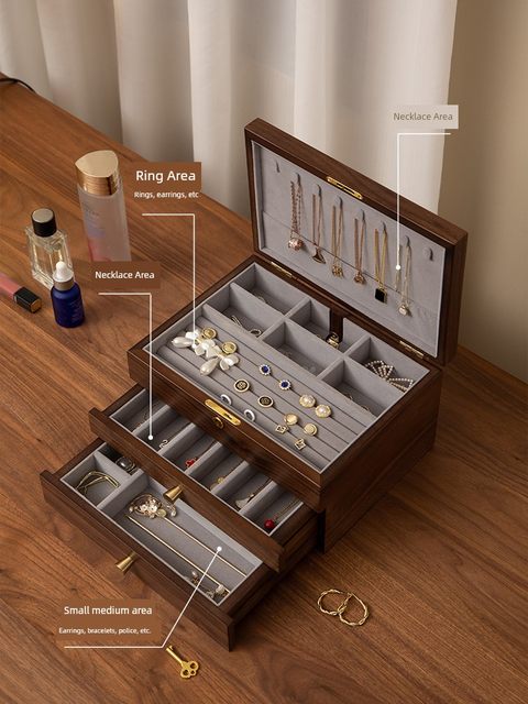 Fanhan Wooden jewelry box with lock Jade Jade bracelet Gold jewelry box Luxury high-end hand jewelry storage box