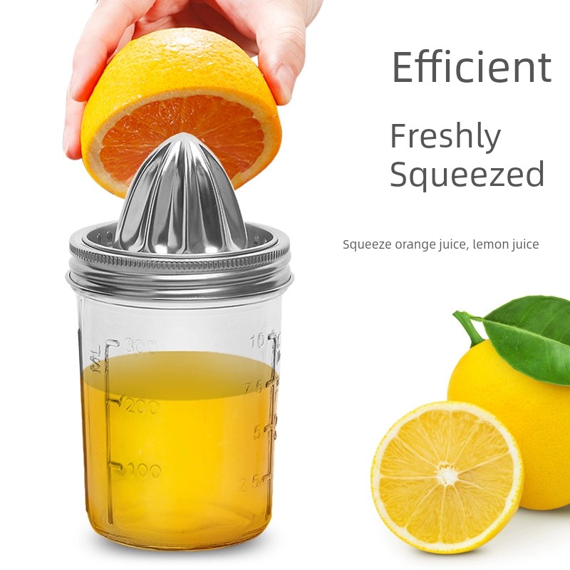 手動梅森盃榨汁器檸檬橙子壓汁器不鏽鋼榨橙器家用水果榨汁盃子
