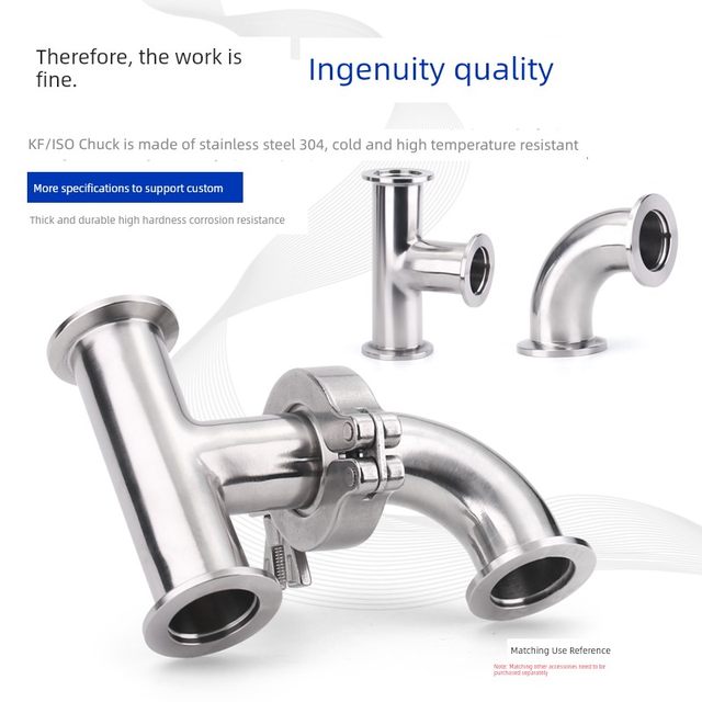 Stainless steel 304 vacuum elbow 4-way 90-degree internal and external mirror polishing vacuum diameter tee KF16 KF25