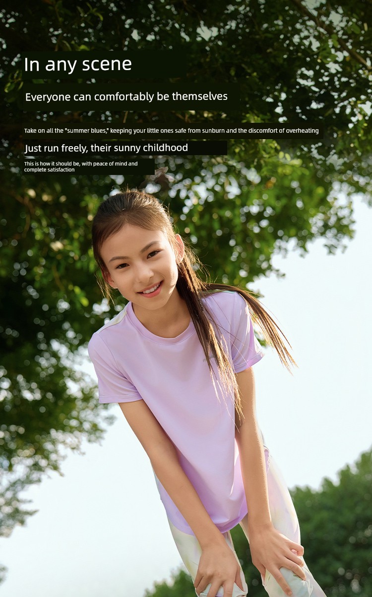 [Fairy Family] Moodytiger Girls' Short-Sleeved Summer Sports Children's Clothing Quick-Drying T-Shirt Set for Older Children — 12